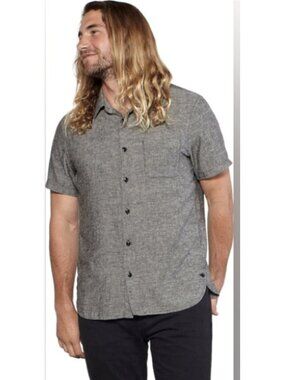 OUTERKNOWN Beachcomber Short Sleeve Shirt Gray Tencel Hemp Men's Small Casual